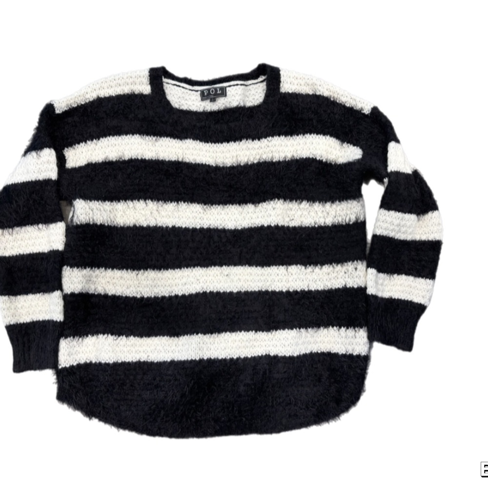 POL Black and White Striped Sweater